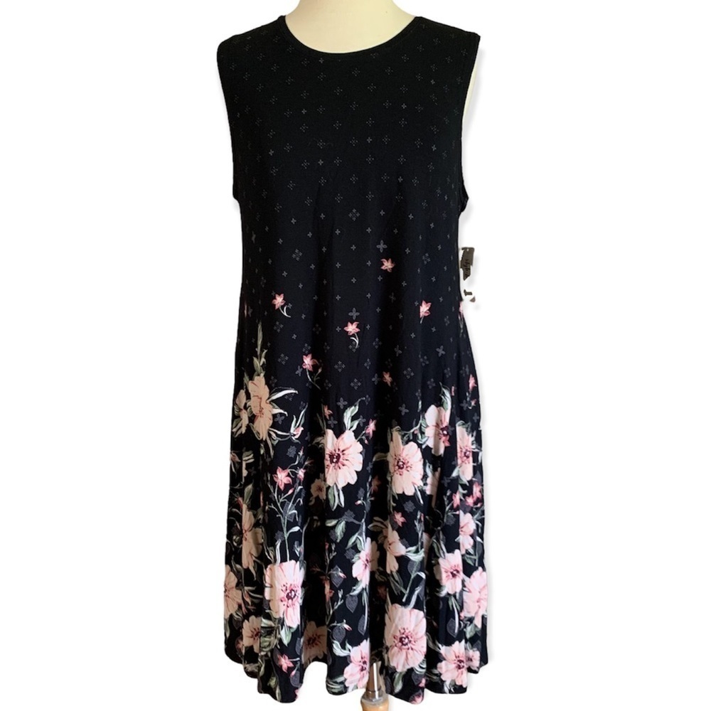 Style & Co Large Sleeveless Floral black Dress